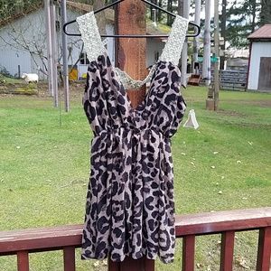 213Industry213Industry Sheer Leopard Blouse Top